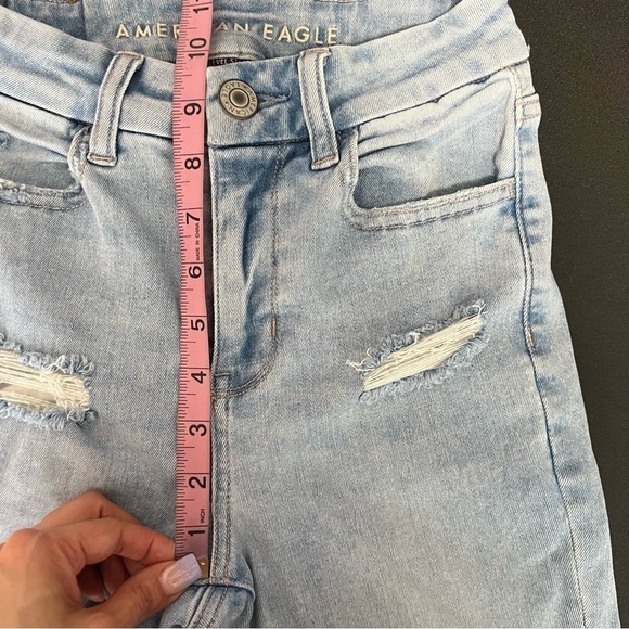 American Eagle Jeans Women 00 R Curvy Hi Rise Jegging light distressed b22 - Picture 9 of 10